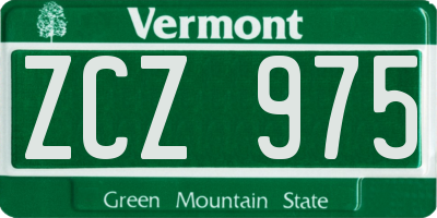VT license plate ZCZ975