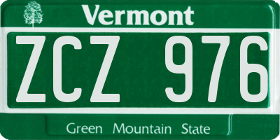 VT license plate ZCZ976