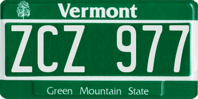 VT license plate ZCZ977