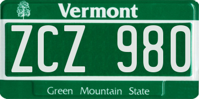 VT license plate ZCZ980