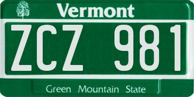 VT license plate ZCZ981