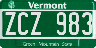 VT license plate ZCZ983