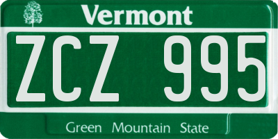 VT license plate ZCZ995