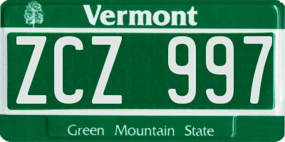 VT license plate ZCZ997
