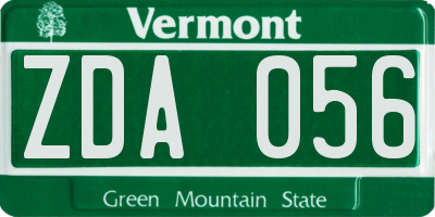VT license plate ZDA056