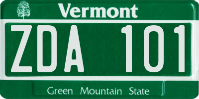 VT license plate ZDA101
