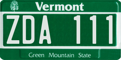 VT license plate ZDA111