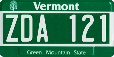 VT license plate ZDA121
