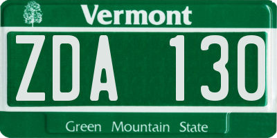 VT license plate ZDA130