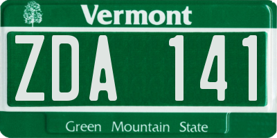 VT license plate ZDA141