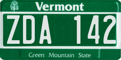 VT license plate ZDA142