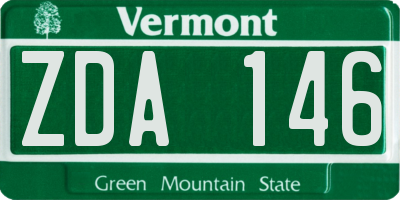 VT license plate ZDA146