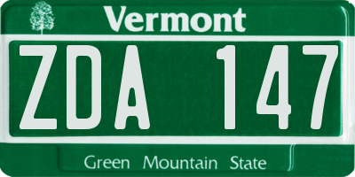 VT license plate ZDA147