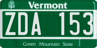 VT license plate ZDA153