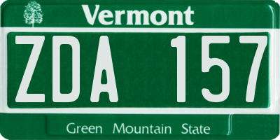 VT license plate ZDA157