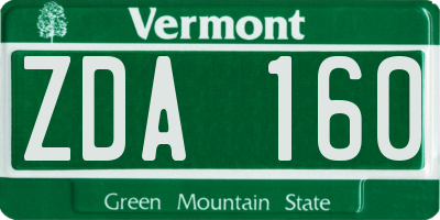 VT license plate ZDA160