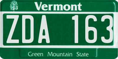 VT license plate ZDA163