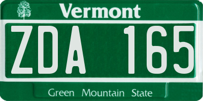 VT license plate ZDA165