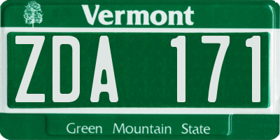 VT license plate ZDA171
