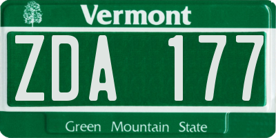 VT license plate ZDA177