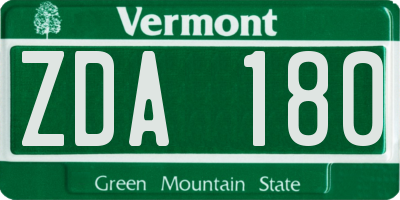 VT license plate ZDA180
