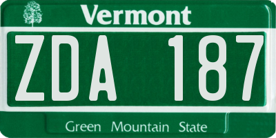 VT license plate ZDA187
