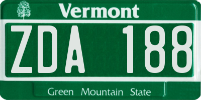 VT license plate ZDA188