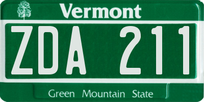 VT license plate ZDA211