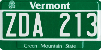 VT license plate ZDA213