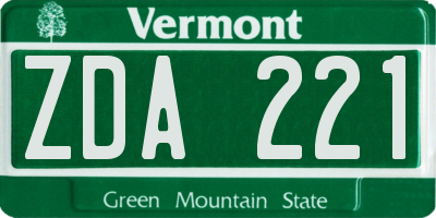VT license plate ZDA221