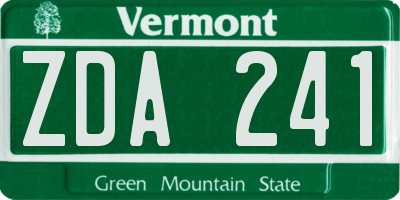VT license plate ZDA241