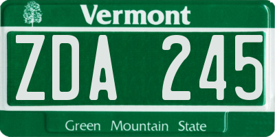VT license plate ZDA245