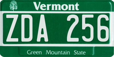 VT license plate ZDA256