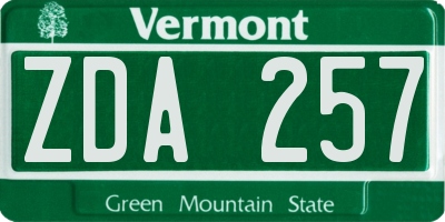 VT license plate ZDA257