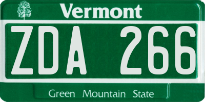 VT license plate ZDA266