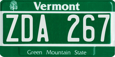 VT license plate ZDA267