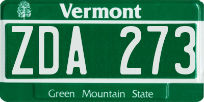 VT license plate ZDA273