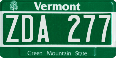 VT license plate ZDA277