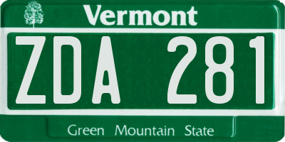 VT license plate ZDA281
