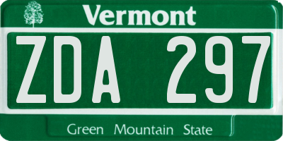 VT license plate ZDA297