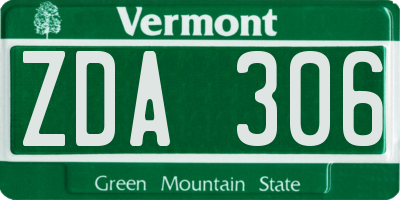 VT license plate ZDA306