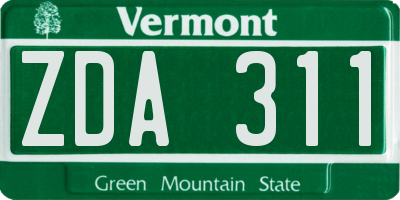 VT license plate ZDA311