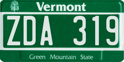 VT license plate ZDA319