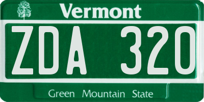VT license plate ZDA320