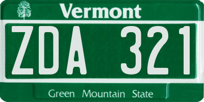 VT license plate ZDA321