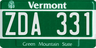 VT license plate ZDA331