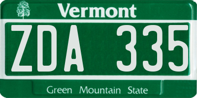 VT license plate ZDA335