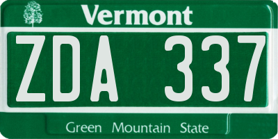 VT license plate ZDA337