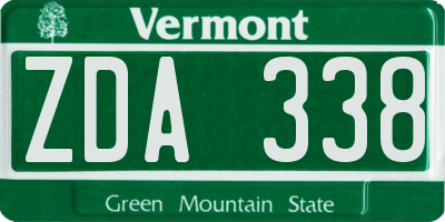 VT license plate ZDA338