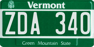 VT license plate ZDA340